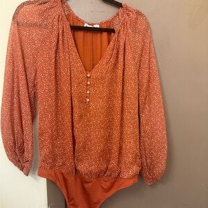 Abercrombie & Fitch Orange Polka Dot Bodysuit
